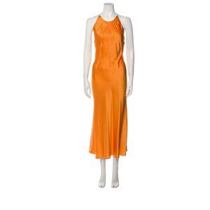 Orange Rosetta Getty Crew Neck Long Dress (XXS)